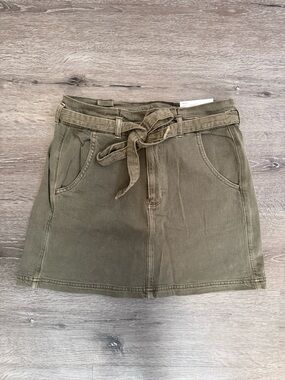 NWT American Eagle Highest Rise Stretch Olive Tie-Waist Mini Skirt
